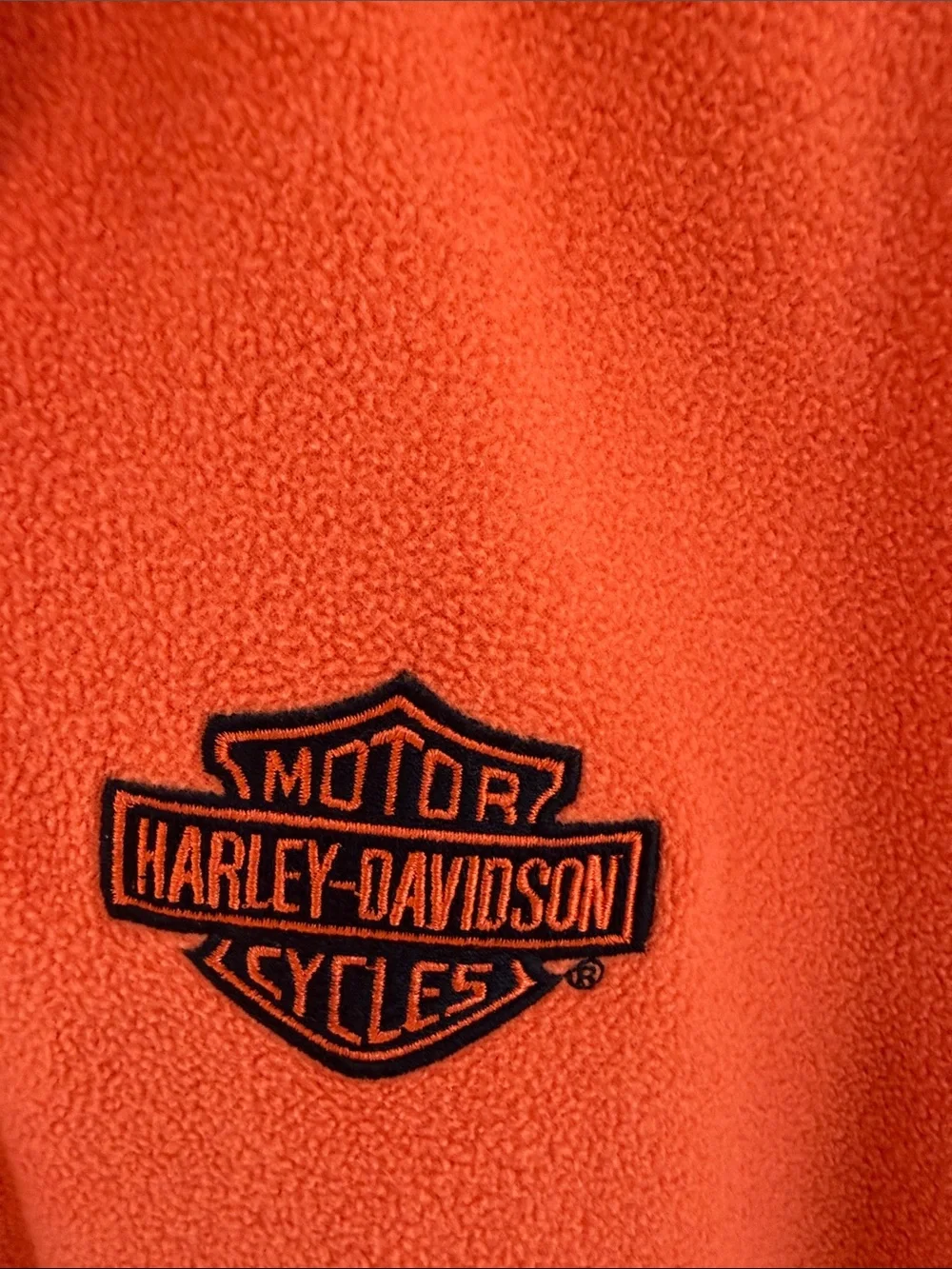 Harley-Davidson Men's Orange Quarter-Zip Fleece with Black Trim